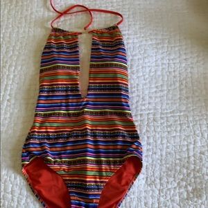One piece striped swimsuit - junior size medium